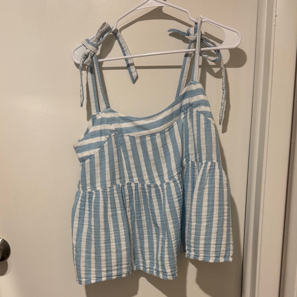 Old Navy Light Blue and White Striped Top